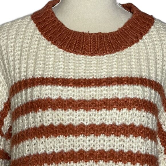 Kori Cream & Burnt Orange Oversized Striped Sweater w/Balloon Sleeves (Size: S) - Picture 15 of 15